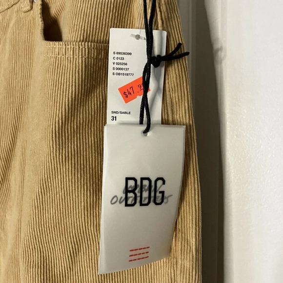 NWT Urban Outfitters BDG Pegged Cowboy  Tan Corduroy Pants Womens 31 - Picture 4 of 10